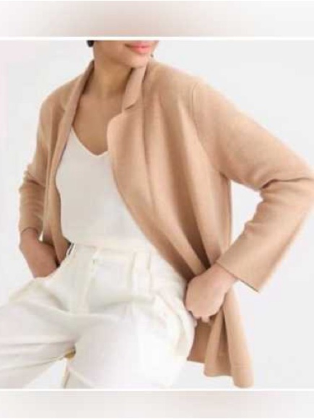 J CREW Eloise Open Front Sweater Blazer Oversized Preppy Lagenlook Classic